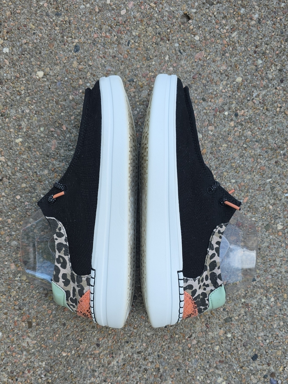 Hey Dude Wendy Rise Platform Jungle Funk Black With Leopard Print Heels Size 8 - Picture 6 of 11